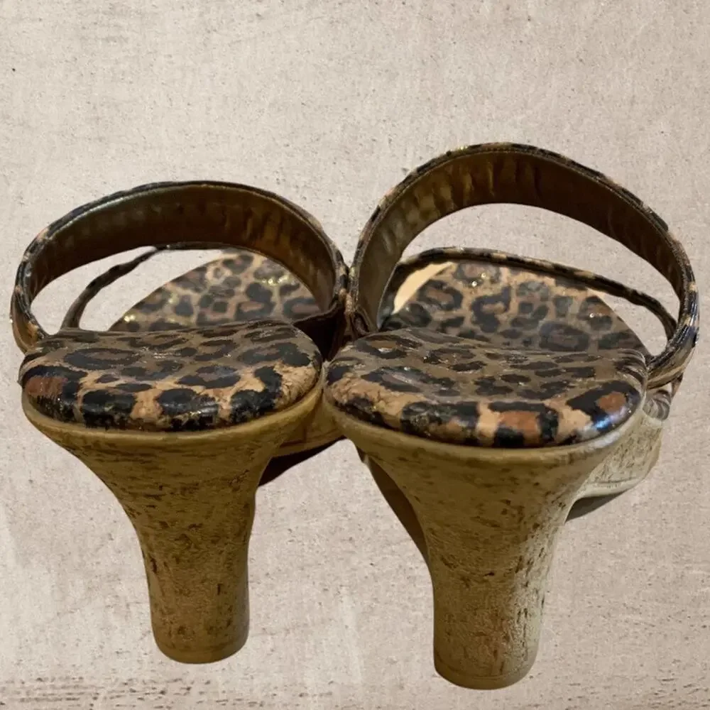 Leopard print wedges size 10. Very comfortable shoes Gently used Rhinestone trim - Picture 4 of 8